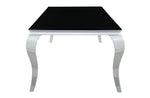 Carone Black Glass/Chrome Finish Metal 80"L Dining Table