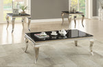 Carone Black Glass/Chrome Metal Rectangular Coffee Table