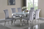 Carone White Glass/Chrome Finish Metal 61"L Dining Table