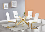 Caryl 2 White Faux Leather/Gold Side Chairs