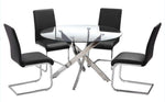 Caryl 5-Pc Black & Chrome Dining Table Set