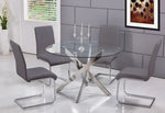 Caryl 5-Pc Grey & Chrome Dining Table Set