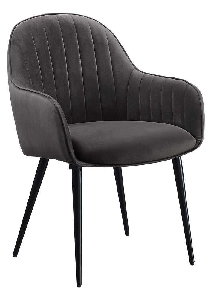 Caspian 2 Dark Gray Fabric/Black Metal Arm Chairs