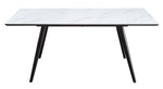 Caspian White Printed Faux Marble/Black Metal Dining Table