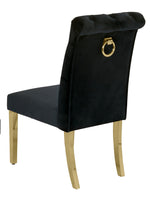 Cassie 2 Black Velvet/Gold Metal Side Chairs