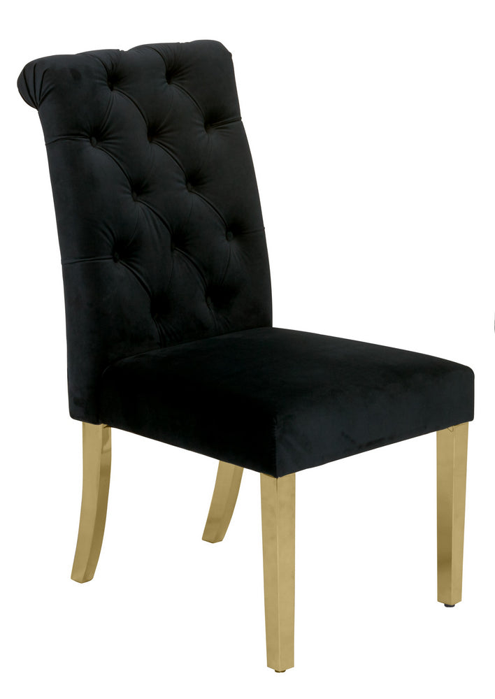 Cassie 2 Black Velvet/Gold Metal Side Chairs