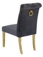 Cassie 2 Gray Velvet/Gold Metal Side Chairs