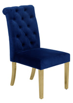 Cassie 2 Navy Blue Velvet/Gold Metal Side Chairs