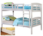 Cassie White Wood Twin Bunk Bed with Drawers