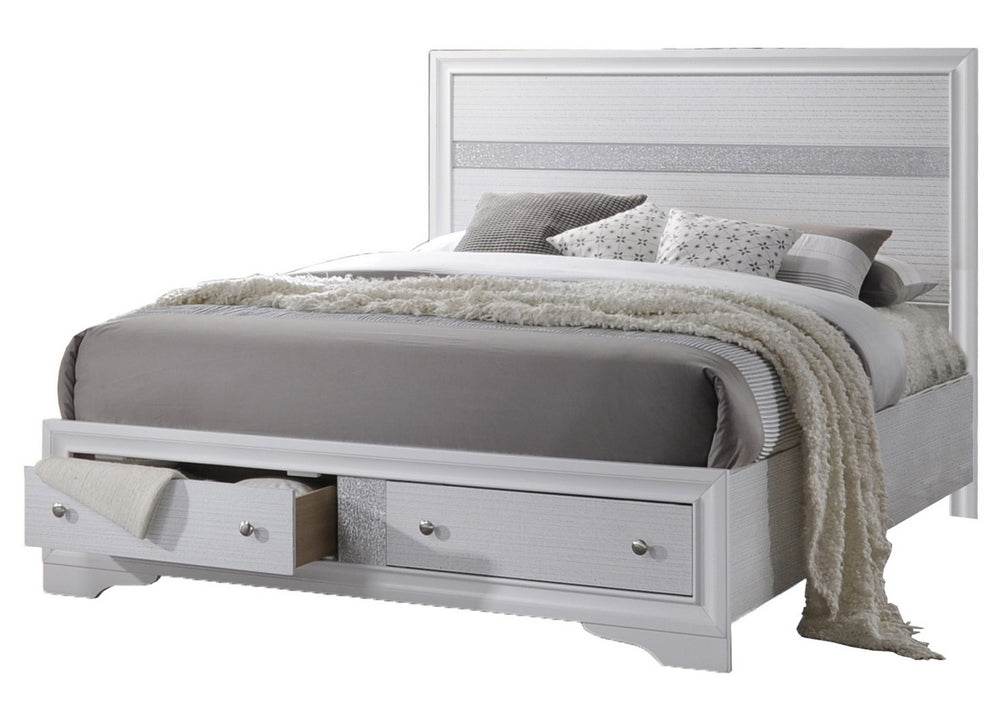 Catherine White Wood Full Storage Bed