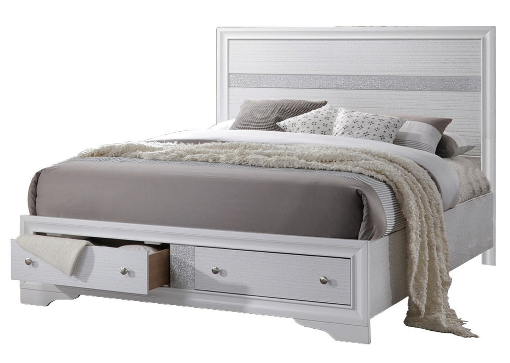 Catherine White Wood King Storage Bed