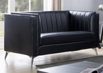 Cathy Black PU Leather Channel Tufted Loveseat