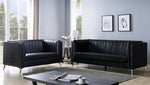 Cathy Black PU Leather Channel Tufted Loveseat