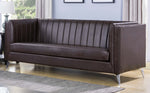 Cathy Coffee PU Leather Channel Tufted Sofa