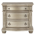 Cavalier Silver Wood/Genuine Marble 3-Drawer Nightstand