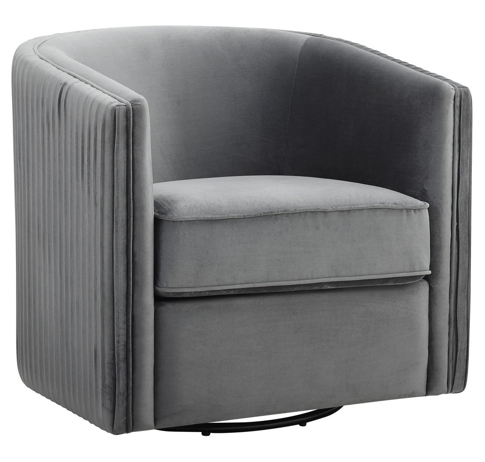 Cecily Gray Velvet Fabric Swivel Accent Chair