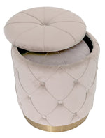 Celeste 2 Beige Velvet Fabric Ottomans