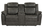 Centeroak Gray Microfiber Manual Recliner Loveseat