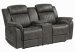 Centeroak Gray Microfiber Manual Recliner Loveseat