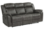 Centeroak Gray Microfiber Manual Recliner Sofa