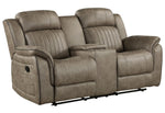 Centeroak Sandy Brown Manual Recliner Loveseat