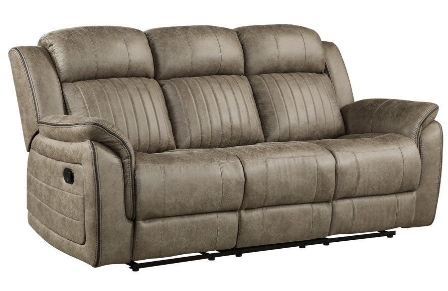 Centeroak Sandy Brown Microfiber Manual Recliner Sofa