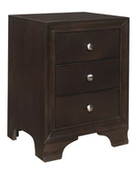 Centralia Brown Wood 3-Drawer Nightstand