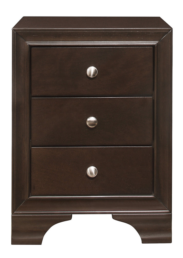 Centralia Brown Wood 3-Drawer Nightstand