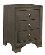 Centralia Gray Wood 3-Drawer Nightstand