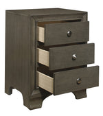 Centralia Gray Wood 3-Drawer Nightstand