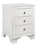 Centralia White Wood 3-Drawer Nightstand