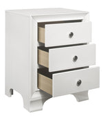 Centralia White Wood 3-Drawer Nightstand