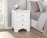 Centralia White Wood 3-Drawer Nightstand