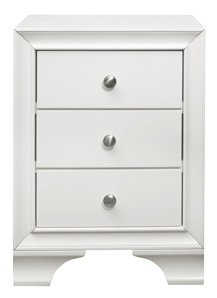 Centralia White Wood 3-Drawer Nightstand