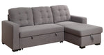 Chambord 2-Pc Gray Fabric Reversible Sectional with Sleeper