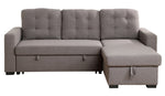 Chambord 2-Pc Gray Fabric Reversible Sectional with Sleeper