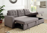 Chambord 2-Pc Gray Fabric Reversible Sectional with Sleeper