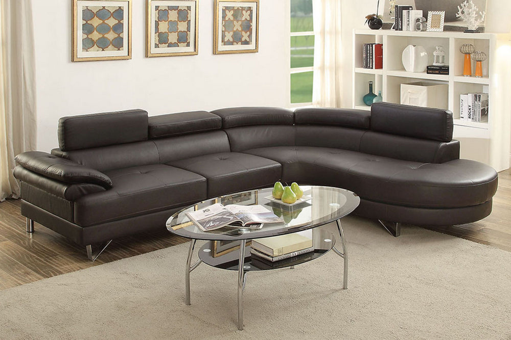 Charis Espresso Faux Leather RAF Sectional Sofa