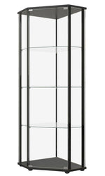 Charleigh Clear Glass/Black Wood Corner Curio Cabinet