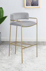 Charlie Grey Velvet/Gold Finish Metal Bar Stool