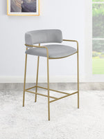 Charlie Grey Velvet/Gold Finish Metal Counter Height Stool