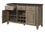 Charnell Oak Wood/Marble 3-Drawer Server