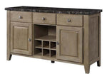 Charnell Oak Wood/Marble 3-Drawer Server