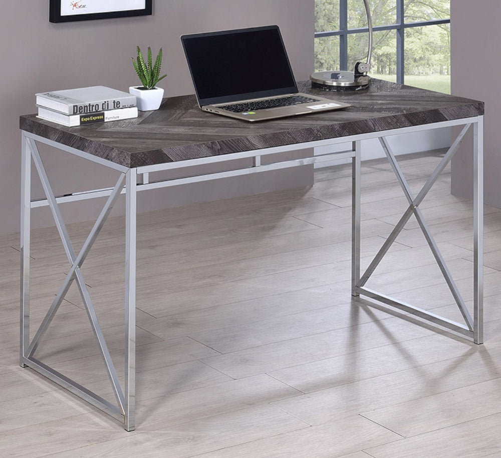 Charo Brown Wood/Chrome Metal Desk