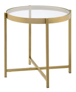 Charrot Clear Glass/Gold Finish Metal End Table