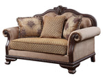 Chateau De Ville Tan & Brown Fabric Loveseat with Nailheads