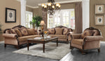 Chateau De Ville Tan & Brown Fabric Loveseat with Nailheads