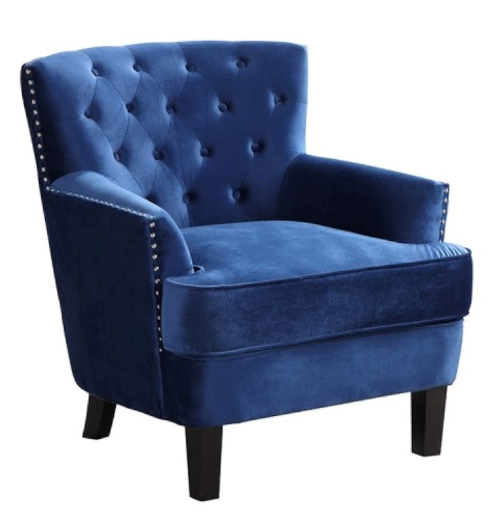 Chelsea Blue Velvet Button Tufted Chair