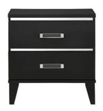 Chelsie Black Wood 2-Drawer Nightstand