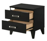 Chelsie Black Wood 2-Drawer Nightstand